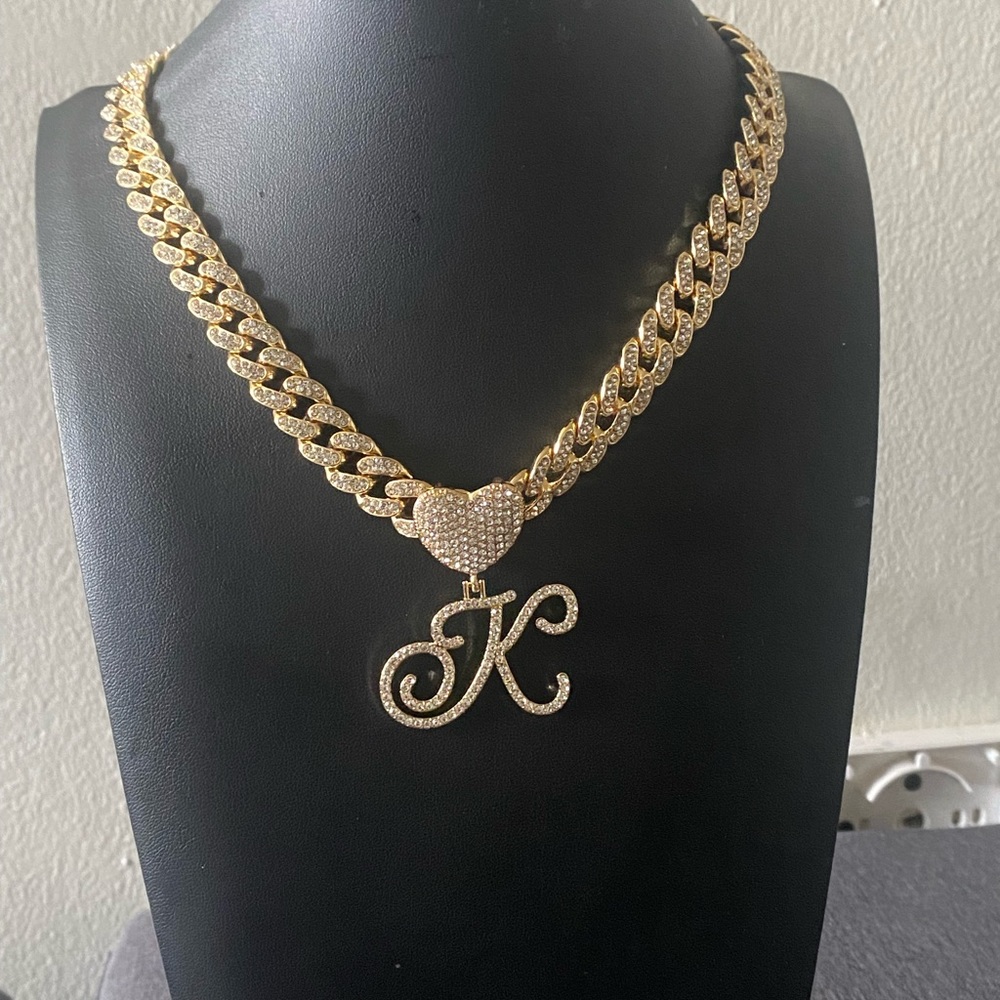 Gold necklace letter K initial chain